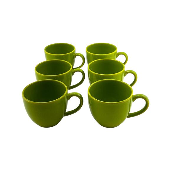 Waechtersbach Kiwi Green Large Mugs (6) 12 oz  Fun Factory Freestyle 3 1/2" Tall - Picture 1 of 7